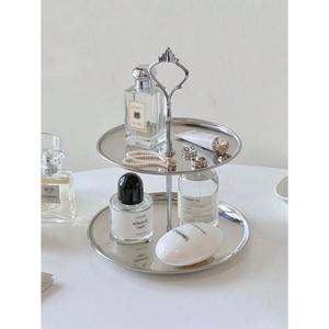 Plateaux de service ronds en acier inoxydable, finition miroir, conformes aux normes alimentaires, support à gâteau en métal à 3 niveaux avec poignée en forme de tête de cerf moulée à la main - Product Image 4