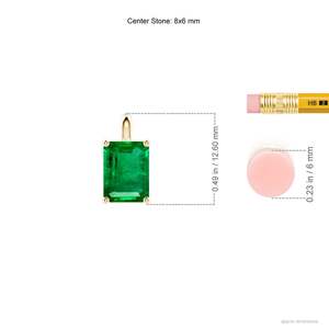 Pendentif classique en émeraude verte taille émeraude certifiée IGI de qualité supérieure, pierre précieuse, or 14 carats, forme géométrique - Product Image 3