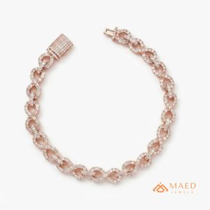 Men's 925 Silver Rose Gold Plated <b>Infinity</b> Link Moissanite Hip Hop Chain & Link <b>Bracelet</b> Gift - Product Image 1