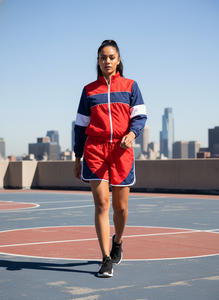 ADR Brand Unisex Tracksuit Set Color Blocking Sporty <b>Jacket</b> Shorts Full Sleeve Zipper Fly Breathable Polyester Adult Spring - Product Image 5