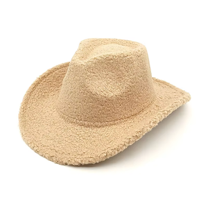 Nuevo Sombrero Fedora de Felpa Sherpa Ancho, Estilo Vaquero Occidental, Clásico de Invierno, con Ala Curva, Cálido, Tipo Panamá/Jazz - Product Image 5