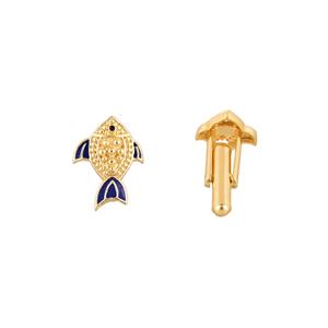 Luxury Gold Plated Fish Design Cufflinks for Men Blue Enamel Formal Shirt <b>Accessories</b> <b>Wedding</b> Business Gift Designer Cuff Links - Product Image 6