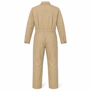 Combinaison industrielle pour homme en sergé robuste, gris graphite, avec épaulettes noires, col pointu et fermetures éclair verticales sur la poitrine, renforcée - Product Image 2