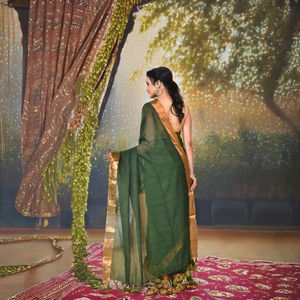 Sari de Algodón MAL de Verano, Ecológico, Ligero, Tejido Liso Teñido, Vestido de Novia para Niñas - Product Image 3