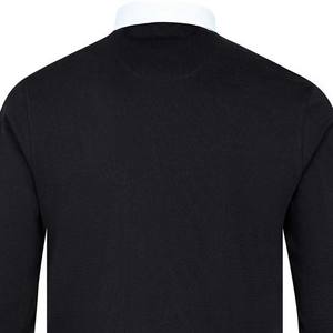 Chemises de rugby pour hommes de qualité supérieure à manches longues rayées personnalisées imprimées en sérigraphie 100% coton respirant à séchage rapide noir et blanc - Product Image 5
