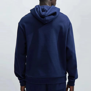 Sweat-shirt à capuche surdimensionné bleu marine de qualité supérieure pour hommes, en coton mélangé doux, avec logo personnalisé, streetwear, essentiel pour l'hiver - Product Image 2