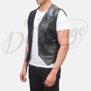 Chaleco de Cuero de Gamuza Gris Personalizado para Hombre, Cierre de Cremallera Doble, Corte Ajustado, Cuello Alto, Estilo Casual - Product Image 5