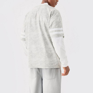 Custom DTG Printed Retro Double Layer Polyester/Cotton Knitted Oversized Neck Long Sleeve Winter Men's <b>Y2K</b> T-<b>Shirt</b> - Product Image 2
