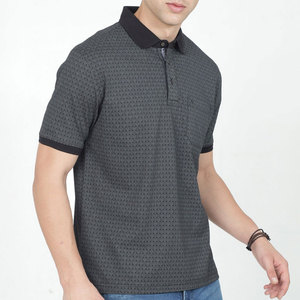 Polo à manches courtes pour homme, imprimé géométrique, en coton tricoté, coupe décontractée, respirant, avec poche - Product Image 4