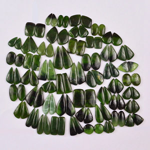Lot de pierres précieuses en jade serpentine vert naturel, cabochons, vente en gros, 20x40 mm, 4 grammes, pour la création de bijoux - Product Image 2