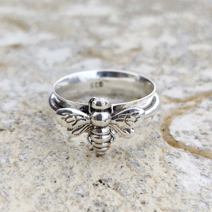 Honey Bee <b>Spinner</b> <b>Ring</b> 925 Sterling <b>Silver</b> Handmade Rotating Meditation Jewelry - Product Image 3
