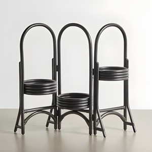 Support de plante unique noir, support de jardinière d'extérieur en rotin, plantes en pot - Product Image 2