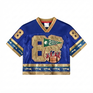 Maillot de football personnalisé brodé pour femme 100 % polyester séchage rapide, haut de sport sans manches en maille vintage avec numéro graphique appliqué - Product Image 1