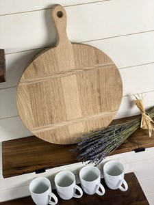 Planche à découper arrondie en bois avec poignée, écologique, durable, pour fruits, légumes et pizzas, design moderne - Product Image 6