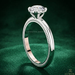 Bague de fiançailles Lumera Fine Jewellery en platine, diamant rond taille brillant, classique pour femme, pierre naturelle certifiée GIA - Product Image 4