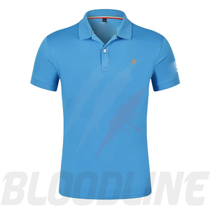 Camisa de Manga Corta para Hombre Bloodline, Color Sólido, Tejido de Punto, Transpirable, Corte Regular Formal, Azul Marino, Algodón 220g - Product Image 5