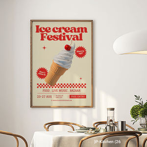 Tableau mural sur toile pour cuisine, affiche illustrée sur le thème des desserts et des glaces, décoration murale vintage pour café et maison - Product Image 2