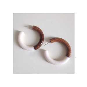 Pendientes de gota de madera y resina geométricos Vintage para mujer última moda - Product Image 1