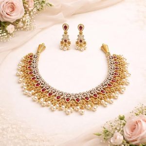 Indian Classic Women's Choker Wedding Engagement Anniversary Party Green Traditional Crystal Kundan Faux Pearl Alloy Gold Trendy - Product Image 1