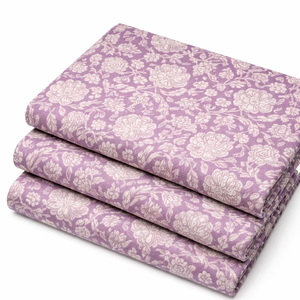 Tela de algodón premium con estampado artesanal de Jaipur, diseño floral malva, textil de algodón indio para vestidos de mujer, bolsos, decoración del hogar, venta al por mayor. - Product Image 1