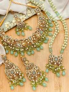 Ensemble de bijoux en acier inoxydable de créateur, 5 pièces, collier et boucles d'oreilles au design personnalisé, ensembles de mode, tenue de mariée traditionnelle, qualité d'exportation, OEM - Product Image 4