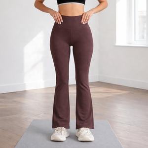 Flare Women Solid Yoga <b>Leggings</b> Elastic Waist High Waist Workout Pants for Yoga Gym and Casual Lounge Wear - Product Image 6