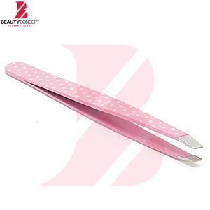 เครื่องมือกำจัดขนบนใบหน้าสีชมพูสำหรับคิ้วและเครา อุปกรณ์ตกแต่งใบหน้าคุณภาพสูง แหนบคิ้วสแตนเลสปลายเฉียง - Product Image 2