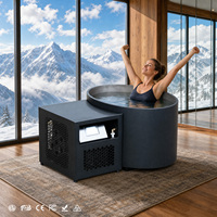 Baignoire de trempage à froid de luxe pour spa à domicile, ovale noire en acier inoxydable 304, avec refroidisseur numérique intégré et contrôle de la température