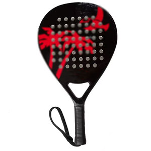 Raquette de paddle avec motif palmier noir et rouge, avec grip et sangle de poignet - Product Image 1