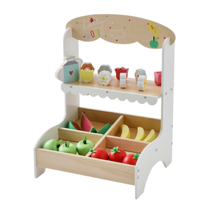 Children Wooden Grocery Store Play Stand with Storage Sections and Display Shelf Educational Role Play Market Toy for Kids - Product Image 2