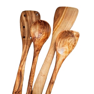 Juego de Utensilios de Cocina de Madera de Olivo Pulida Ecológica de 4 Piezas con Espátula y Cuchara Artesanales Naturales - Product Image 2