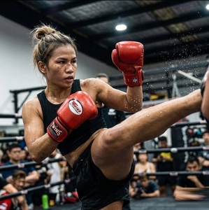 Fabricant de gants de boxe personnalisés – Gants de sparring haut de gamme en cuir de vachette véritable pour l'entraînement de fitness, le kickboxing et le Muay Thai (fermeture à scratch) - Product Image 5