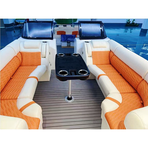 Bote Pontón Deportivo Moderno con Certificación CE, Motor Fuera <span class=keywords><strong>de</strong></span> Borda Opcional, Remolque, Consola Doble y Asientos Marinos - Product Image 4