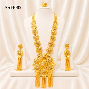 22K Gold Plated Bridal Jewelry Set with <b>Long</b> Necklace and <b>Earring</b> Set Zircon Trendy Engagement/Wedding/Party/Gift A-63102 - Product Image 5