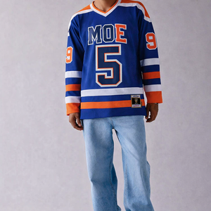 เสื้อฟุตบอลอเมริกันแบบสั่งทำโลโก้ OEM แขนยาว คอวี ผ้าตาข่าย แห้งเร็ว ระบายอากาศได้ดี สำหรับทีม พร้อมปักหมายเลข 3 มิติ - Product Image 3