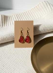 MN EXPORTS Red Gold Flake Resin Natural Pearl Teardrop <b>Drop</b> Earrings Vintage Women's Party Islamic Jewelry Gold Plated Fashion - Product Image 6