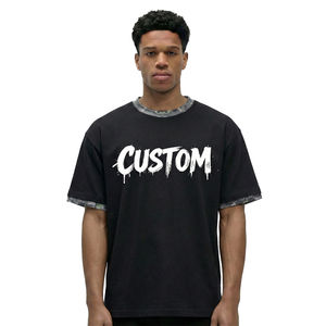 Camiseta de algodón 100% personalizada 2026 para streetwear, estampado serigráfico, peso pesado 260GSM, cuello oversize con patchwork, para unisex - Product Image 2