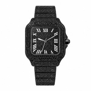 Reloj Analógico Cuadrado de Lujo para Hombre, con Pedrería Negra, Correa de Acero Inoxidable, Movimiento de Cuarzo - Product Image 5