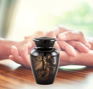 Regal Aluminum <b>Keepsake</b> Cremation Urn <b>Memorial</b> Ash Holder Featuring Artistic Secure Closure And Decorative Surface Finish - Product Image 5