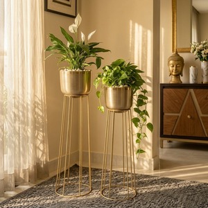 Support de plante moderne pour la maison, motif nid d'abeille et pieds trépieds, vase décoratif d'intérieur pour l'inauguration de la maison - Product Image 4