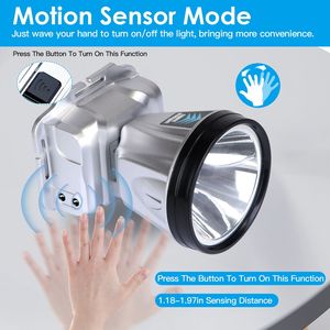 High Power <b>Rechargeable</b> Headlamp 3 Light Modes LED Torch <b>Flashlight</b> with Motion Sensor for Fishing Running Camping Hiking - Product Image 4