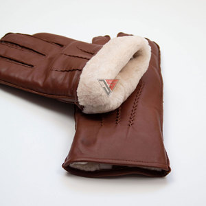 Gants d'hiver chauds pour la conduite avec poignets en fourrure, gants en cuir sans chrome doublés de fourrure pour hommes - Product Image 4