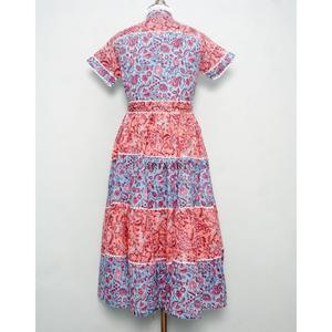 Robe longue d'été pour femme 100 % coton à imprimé floral, écologique, élégante pour les fêtes, décontractée pour le quotidien, avec ceinture boutonnée décorative - Product Image 6