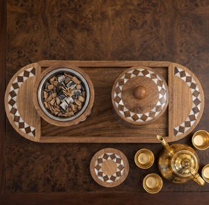 Ensemble de brûleur à bakhoor arabe en bois de luxe, brûleur à encens Oud avec plateau et récipient en bois d'Oud, parfum d'ambiance pour la maison du Moyen-Orient, cadeau - Product Image 3