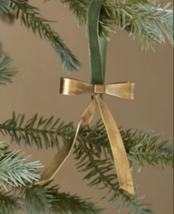 Golden Brass Bow Christmas Ornament Classic Style Handmade Hanging Decoration - Product Image 1