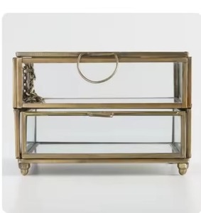 Rectangular Metal Jewelry <b>Box</b> Storage Organizer Case for Rings <b>Earrings</b> Necklace Accessories - Product Image 1