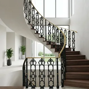 Système de main courante en fer et laiton de qualité supérieure, piliers décoratifs en métal antique pour la rénovation des escaliers domestiques - Product Image 3