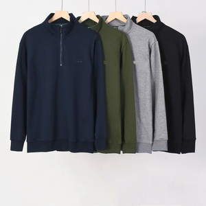 เสื้อฮู้ดผู้ชายแฟชั่นฤดูหนาว แบรนด์ปักลาย ผ้าฝ้าย 100% แบบซิป 1/4 ทรงบ็อกซี่ ผ้าฟลีซ สำหรับกิจกรรมกลางแจ้ง สีพื้น ขายส่ง - Product Image 1