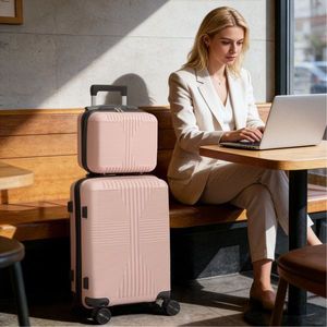 2 in 1 Rose Gold <b>PP</b> Trolley Case 12in/20in Non-TSA Customs Lock Luggage Set - Product Image 3