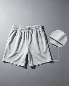 Men's Elastic Waist Solid Knitted Cotton Sweat Shorts Breathable Mid Waist Casual Athletic Pants with Pockets - Product Image 2